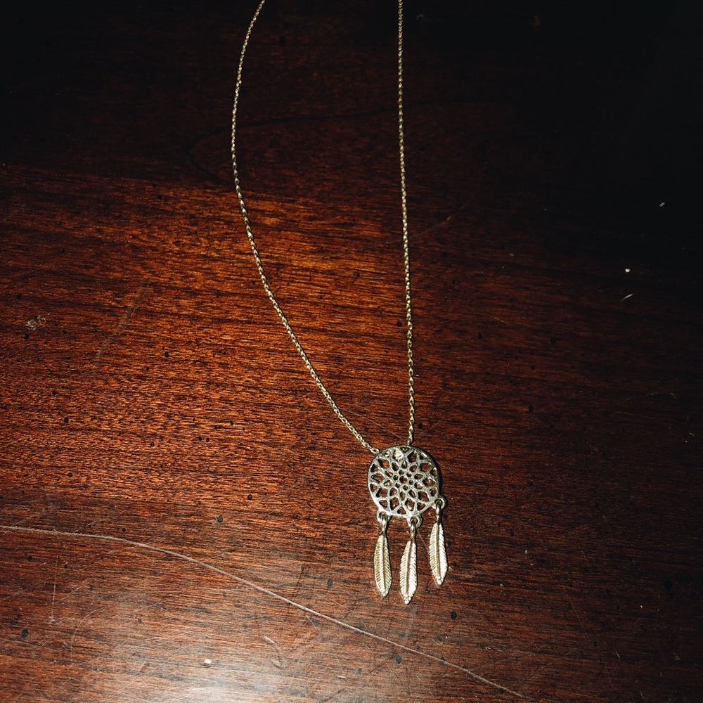 Gold dream catcher necklace